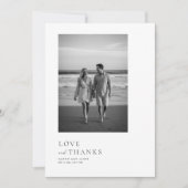 ミニマルモダンスタイポグラフィ写結婚真 サンキューカード (正面)