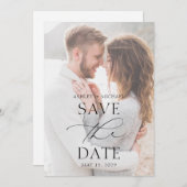 ミニマルモダンスタイポグラフィ写結婚真 セーブザデート (正面/裏面)