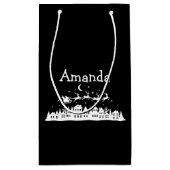 ミニマルモダンスタイリッシュパーソナライズされたクリスマス スモールペーパーバッグ (裏面)