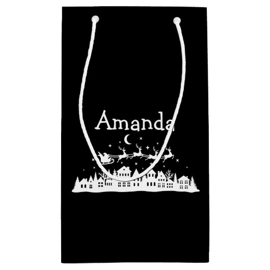 ミニマルモダンスタイリッシュパーソナライズされたクリスマス スモールペーパーバッグ (裏面)