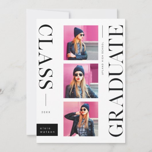 ミニマルモダンスタイリッシュ | 写真数々のの卒業 案内状 (正面)