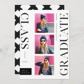 ミニマルモダンスタイリッシュ | 写真数々のの卒業 案内状 (正面/裏面)