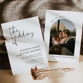 ミニマルモダンストアーチフォトエレガントな結婚式 招待状