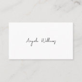 ミニマルモダンストシンプルスクリプト白エレガント 名刺 (正面)