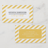 ミニマルモダンストライプシンプルマスタード白系 名刺 (正面/裏面)