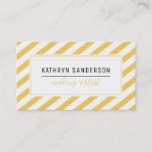 ミニマルモダンストライプシンプルマスタード白系 名刺 (正面)