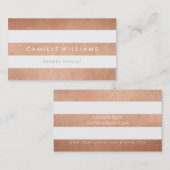 ミニマルモダンストライプバラはっきりした金ゴールド白 名刺 (正面/裏面)