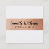 ミニマルモダンストライプバラフェイク金ゴールド スクエア名刺 (正面)