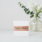 ミニマルモダンストライプバラフェイク金ゴールド スクエア名刺 (スタンド正面)