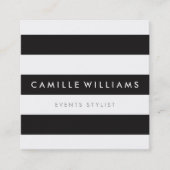 ミニマルモダンストライプ型はっきりした白黒 スクエア名刺 (正面)
