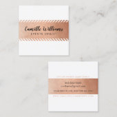 ミニマルモダンストライプ模様フェイクバラ金ゴールド スクエア名刺 (正面/裏面)