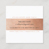 ミニマルモダンストライプ模様フェイクバラ金ゴールド スクエア名刺 (裏面)