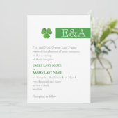 ミニマルモダンストライプ&クローバーグリーン結婚アイリッシュ 招待状 (スタンド正面)