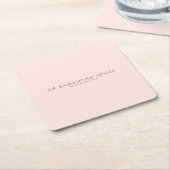 ミニマルモダンスドクタープロフェッショナルピンク スクエアペーパーコースター (アングル)