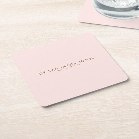 ミニマルモダンスドクタープロフェッショナルピンク スクエアペーパーコースター (アングル)