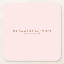 ミニマルモダンスドクタープロフェッショナルピンク スクエアペーパーコースター