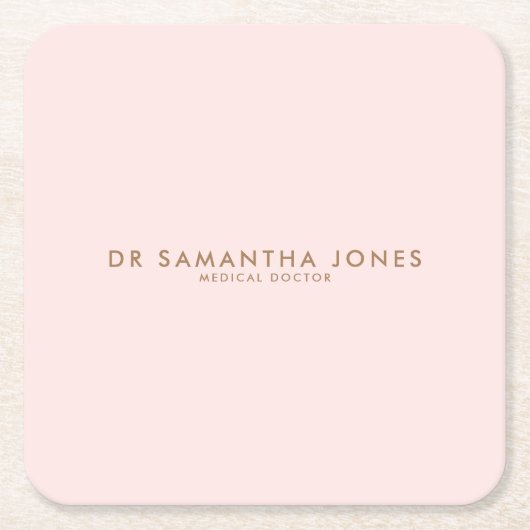 ミニマルモダンスドクタープロフェッショナルピンク スクエアペーパーコースター (正面)