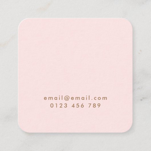 ミニマルモダンスドクタープロフェッショナルピンク スクエア名刺 (裏面)