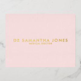 ミニマルモダンスドクタープロフェッショナルピンク 箔招待状ポストカード