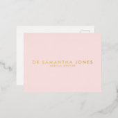 ミニマルモダンスドクタープロフェッショナルピンク 箔招待状ポストカード (正面/裏面)