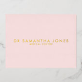 ミニマルモダンスドクタープロフェッショナルピンク 箔招待状ポストカード (正面)