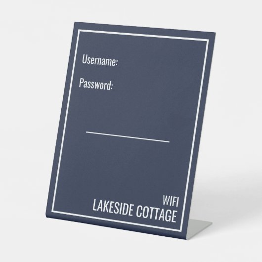 ミニマルモダンスネイビーブルーバケーションレンタルWifi 台座サイン (正面)