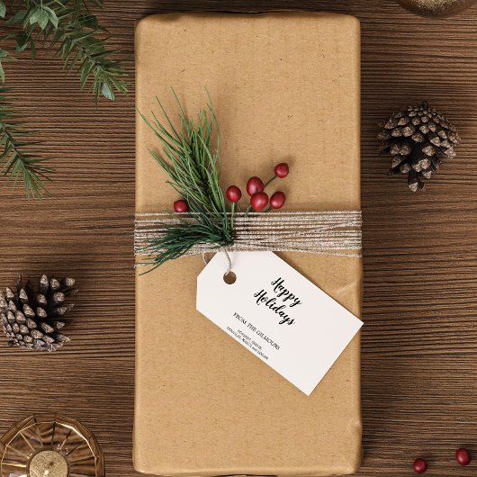 ミニマルモダンスハッピーホリデー ギフトタグ