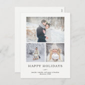 ミニマルモダンスハッピーホリデー | 写真3枚 シーズンポストカード (正面/裏面)