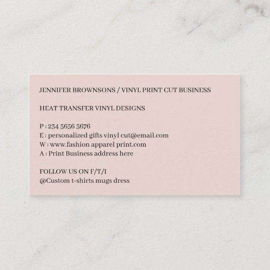 ミニマルモダンスパーソナライズされたカスタムプリント 名刺 (裏面)