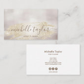 ミニマルモダンスパール金ゴールドブラシ署名 名刺 (正面/裏面)