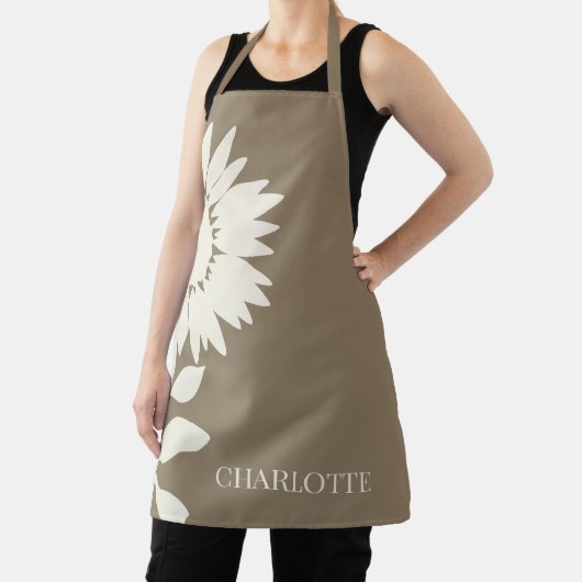 ミニマルモダンスヒマワリ名前をカスタムする エプロン (インサイチュ)