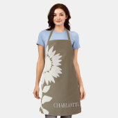 ミニマルモダンスヒマワリ名前をカスタムする エプロン (着用した状態)