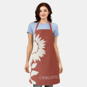 ミニマルモダンスヒマワリ名前をカスタムする エプロン (着用した状態)