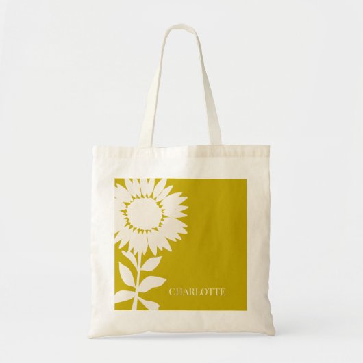 ミニマルモダンスヒマワリ名前をカスタムする トートバッグ (正面)