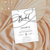 ミニマルモダンスファンシースクリプト「ブライダル」シャワー 招待状