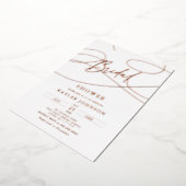 ミニマルモダンスファンシースクリプト「ブライダル」シャワー 箔招待状 (回転した状態)