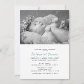 ミニマルモダンスブルーストライプ《キリスト教》洗礼式や命名式 招待状 (正面)