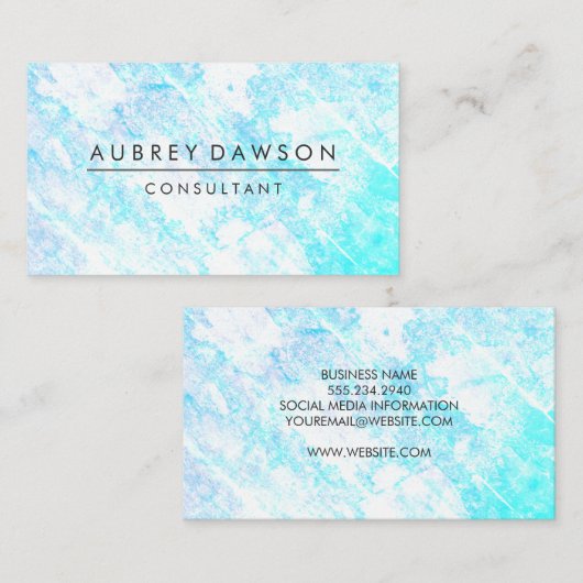 ミニマルモダンスブルー白テクスグランジチャ 名刺 (正面/裏面)