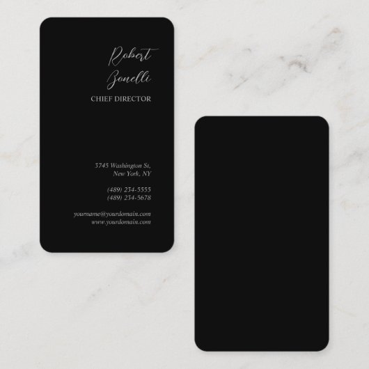 ミニマルモダンスプレーン黒パーソナライズされた 名刺 (正面/裏面)