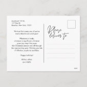 ミニマルモダンスメリーのクリスマス家族の写真 シーズンポストカード (裏面)