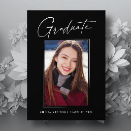 ミニマルモダンスユニークインクスクリプト大学院写真 案内状