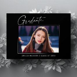 ミニマルモダンスユニークインクスクリプト大学院写真 案内状