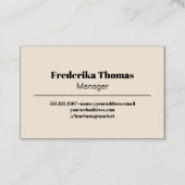 ミニマルモダンスユニーク抽象芸術アートブラッククリーム 名刺 (正面)