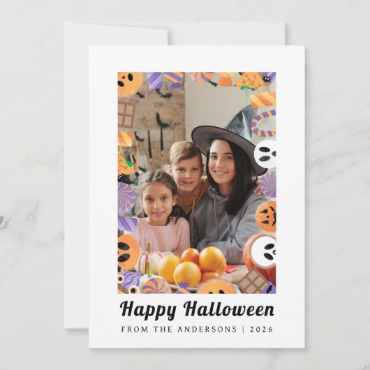 ミニマルモダンス不気味ハッピーハローウィン1写真 シーズンカード (正面)