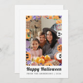 ミニマルモダンス不気味ハッピーハローウィン1写真 シーズンカード (正面/裏面)