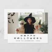 ミニマルモダンス不気味ハッピーハローウィン1写真 シーズンポストカード (正面/裏面)