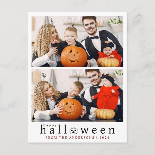 ミニマルモダンス不気味ハッピーハローウィン2写真 シーズンポストカード (正面)