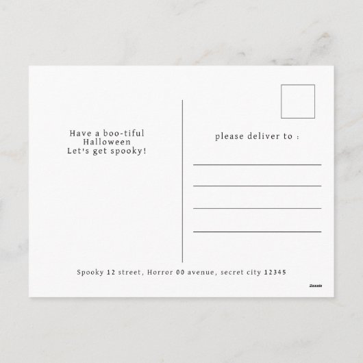 ミニマルモダンス不気味ハッピーハローウィン2写真 シーズンポストカード (裏面)