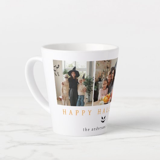 ミニマルモダンス不気味ハッピーハローウィン3写真 カフェラテマグ (左アングル)