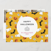 ミニマルモダンス不気味ハッピーハローウィン3写真 シーズンカード (正面/裏面)